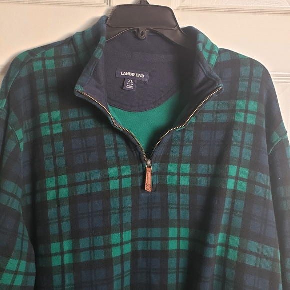 Lands End Long Sleeve Quarter Zip Plaid Pullover - Picture 2 of 9